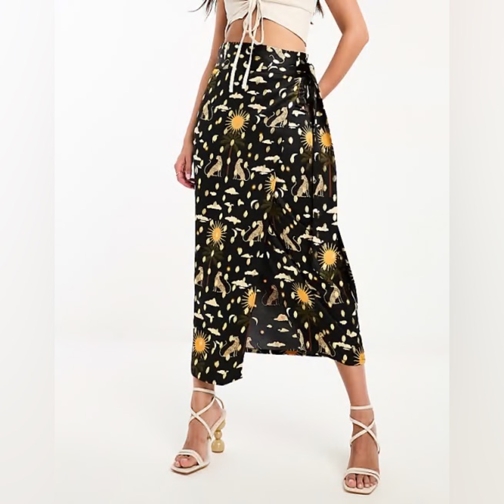 Never Fully Dressed Jaspre wrap midi skirt and top SET in Running Wild